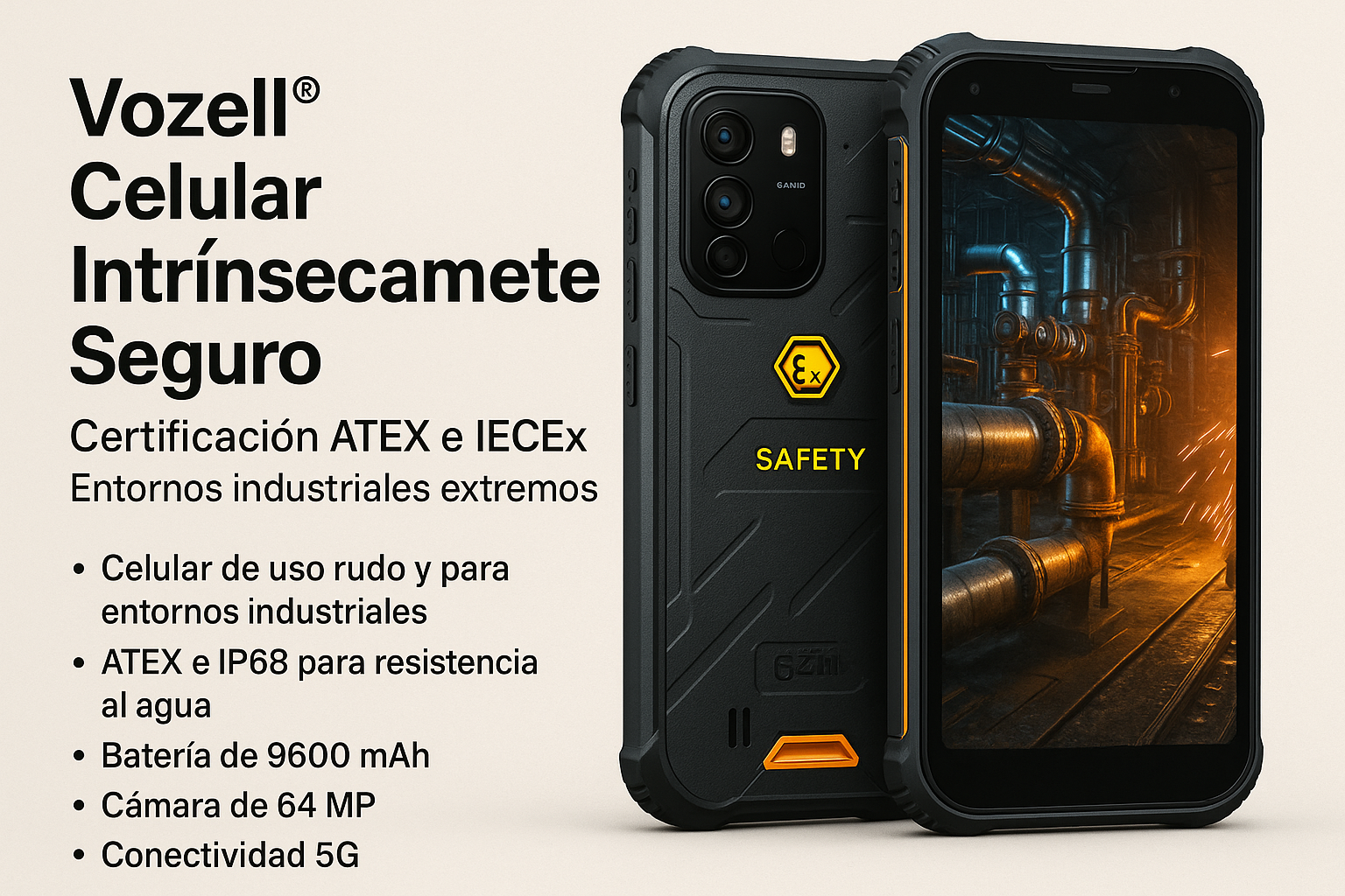 Vozell® Celular Intrínsecamente Seguro para Entornos Industriales Extremos