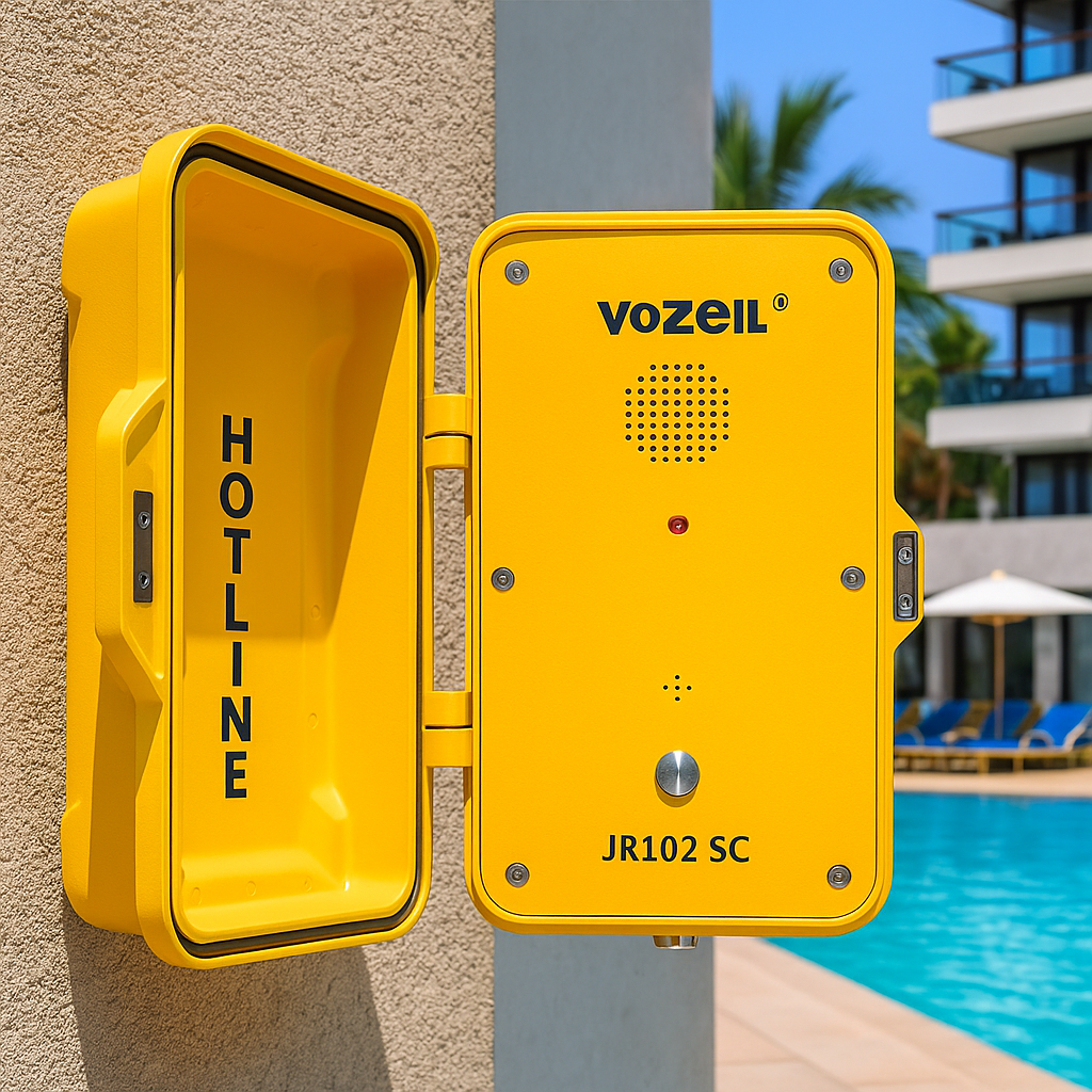 JR102 SC Teléfono Hotline para zona de alberca: seguridad y comunicación confiable en hoteles